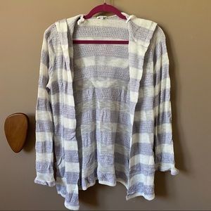Splendid Striped Cardigan with Pockets & Hood